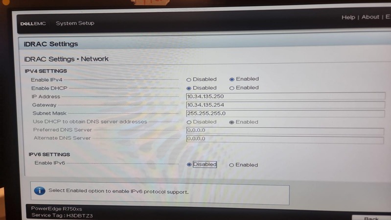 IDRAC settings menu